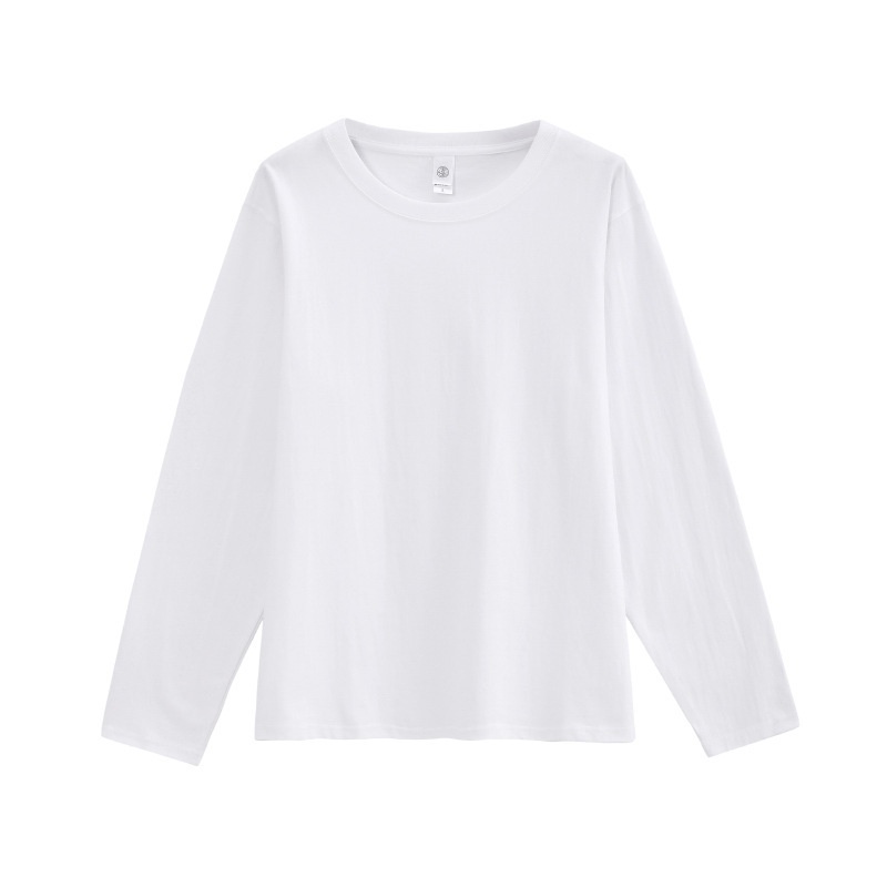 boy 270g Long Sleeve T-Shirt For Men, Thick Cotton, Loose Fit, Solid Color, White, Spring And Autumn Sweatshirt, Japanese_voghion.com