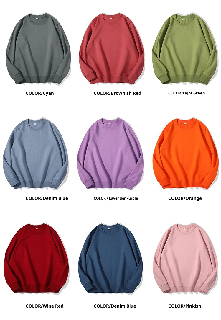 Erkek Çocuk İlkbahar ve Sonbahar Tek Renk Yuvarlak Yaka Havlu Unisex İş Kıyafeti Sınıf Üniforması Uzun Kollu Kazak Sweatshirt_voghion.com