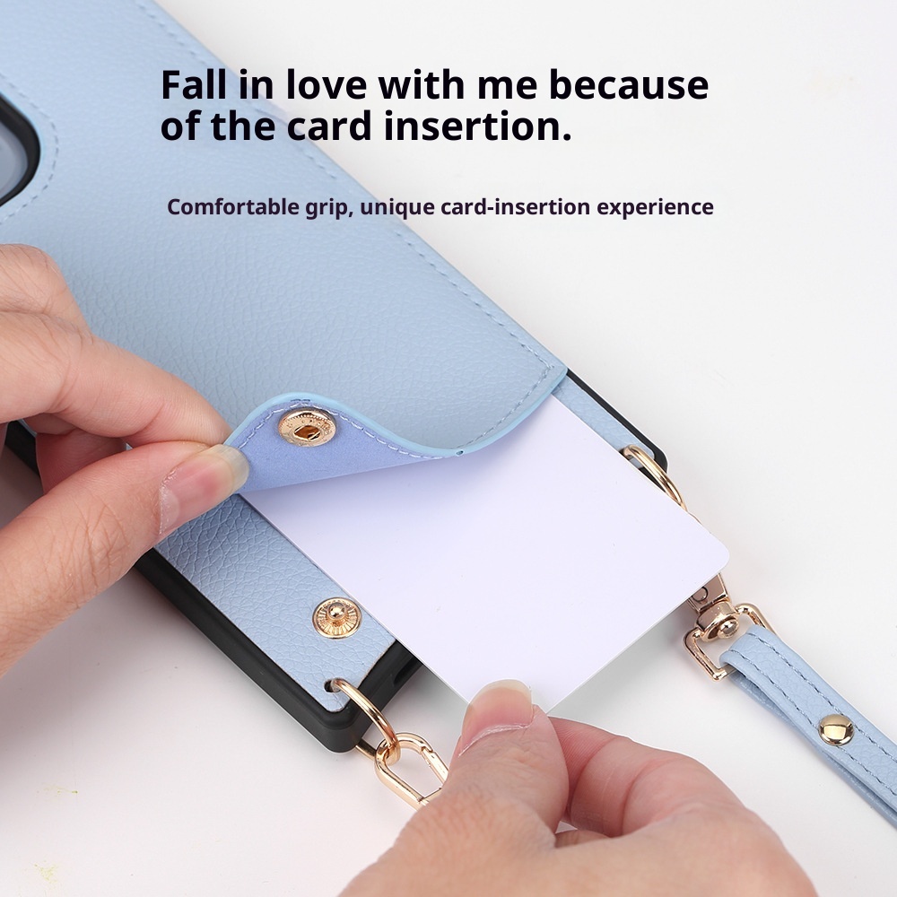 TechGlobe Kompatible iPhone 14/13 Neue Fish Tail Leder-Kartenfach-Umhängetasche Universal-Lanyard 14 Pro Handyhülle_voghion.com