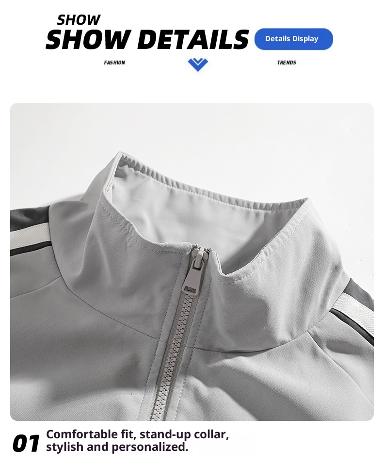 001 Spring And Autumn New Men's Sports Jacket Set Two-Piece Youth Trendy Brand Workwear Casual Running Suit_voghion.com