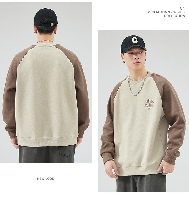 Sweat-shirt à col rond pour homme, manches longues, coupe ample, collection automne 2024, marque de mode masculine polyvalente, style Hong Kong_voghion.com