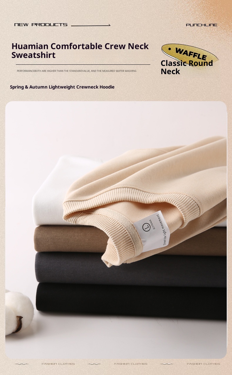 boy Men's Cotton Drop Shoulder Round Neck Loose Base Shirt Casual Trendy Solid Color Simple Outerwear Long Sleeve Sweatshirt_voghion.com