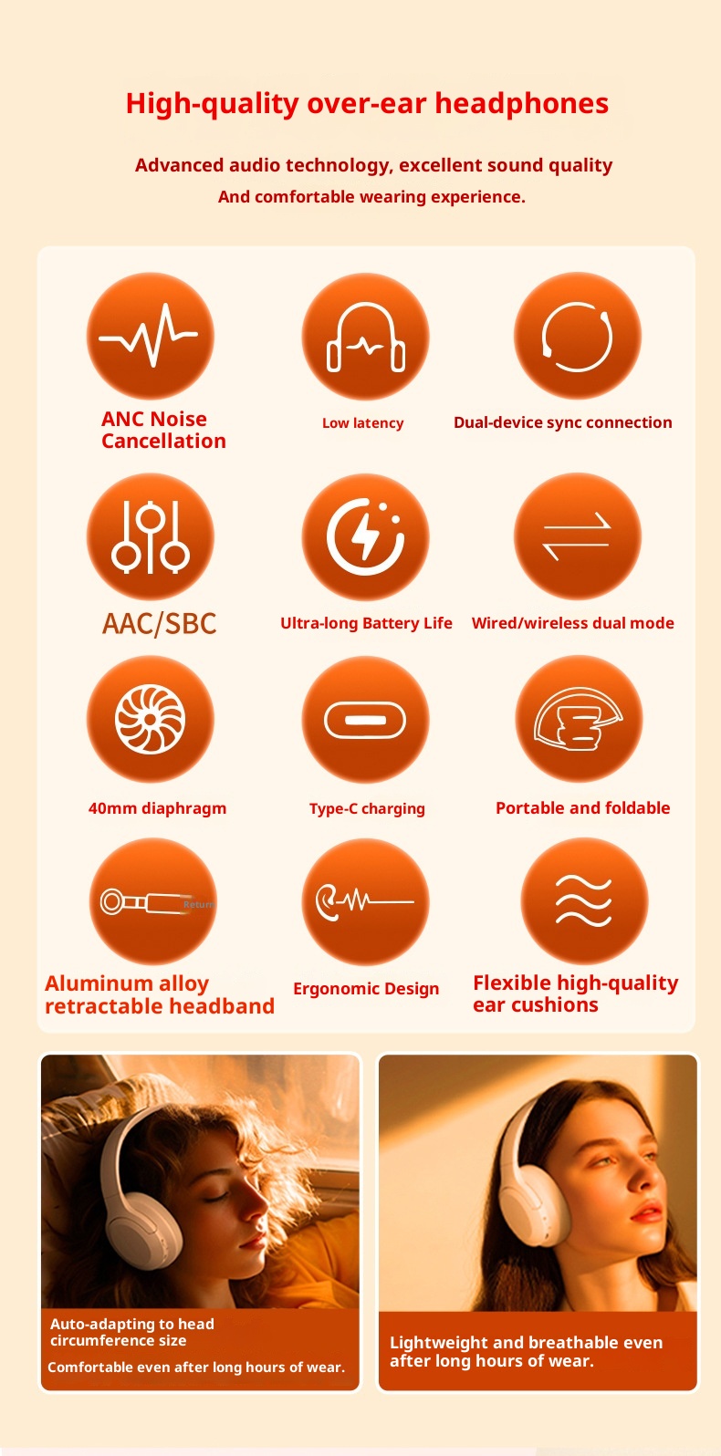 3c Kabellose Bluetooth-Kopfhörer (Herstelleranfertigung) – Nicht-Ohr-Kopfhörer mit Geräuschunterdrückung – Extrem lange Akkulaufzeit – Großer Akku_voghion.com