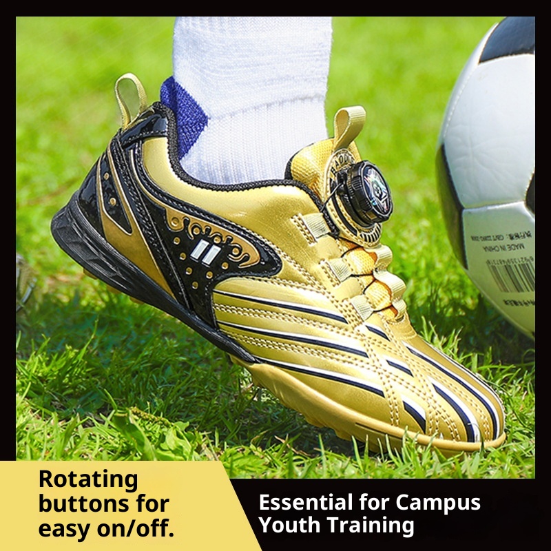 ShoeGlobe Football Shoes For Men, Women, And Children, Low-Top, Competition-Specific, Non-Slip Sports Gold Spikes, Student_voghion.com