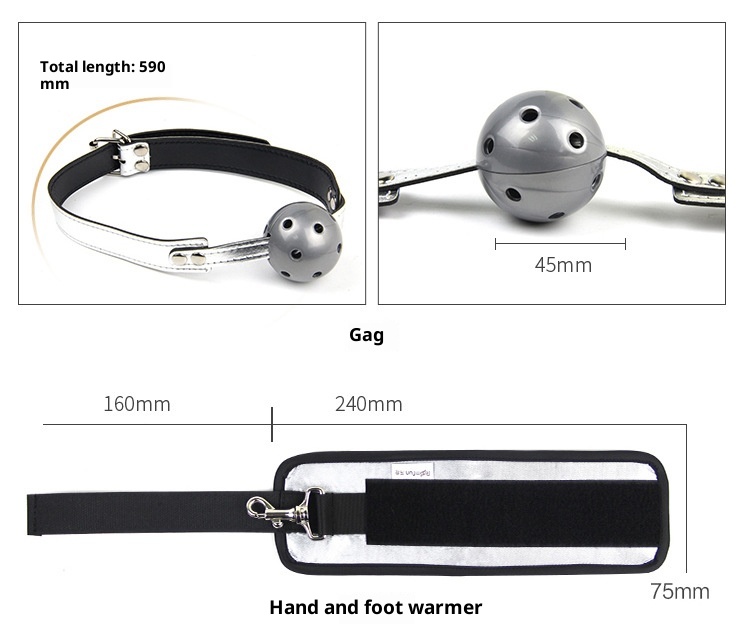 LuvBox Sexy SM One-Word Bed Binding Set Hand And Foot Cuffs Mouth Gag Ball Whip Eye Mask Adult Props_voghion.com