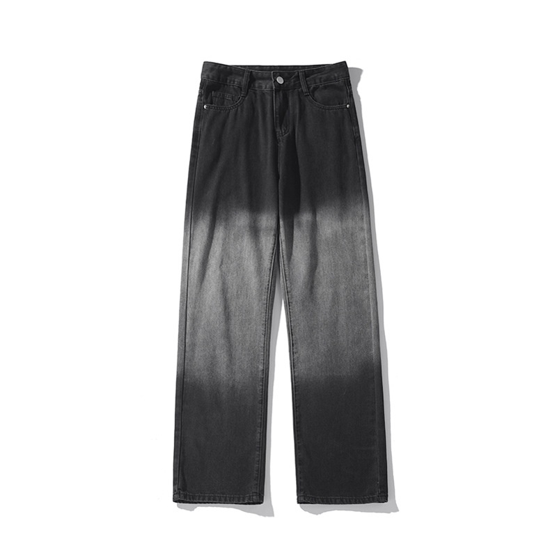 Pantaloni da uomo in stile europeo e americano, modello primaverile, con design di nicchia, jeans dritti sfumati, pantaloni larghi cargo a gamba larga_voghion.com