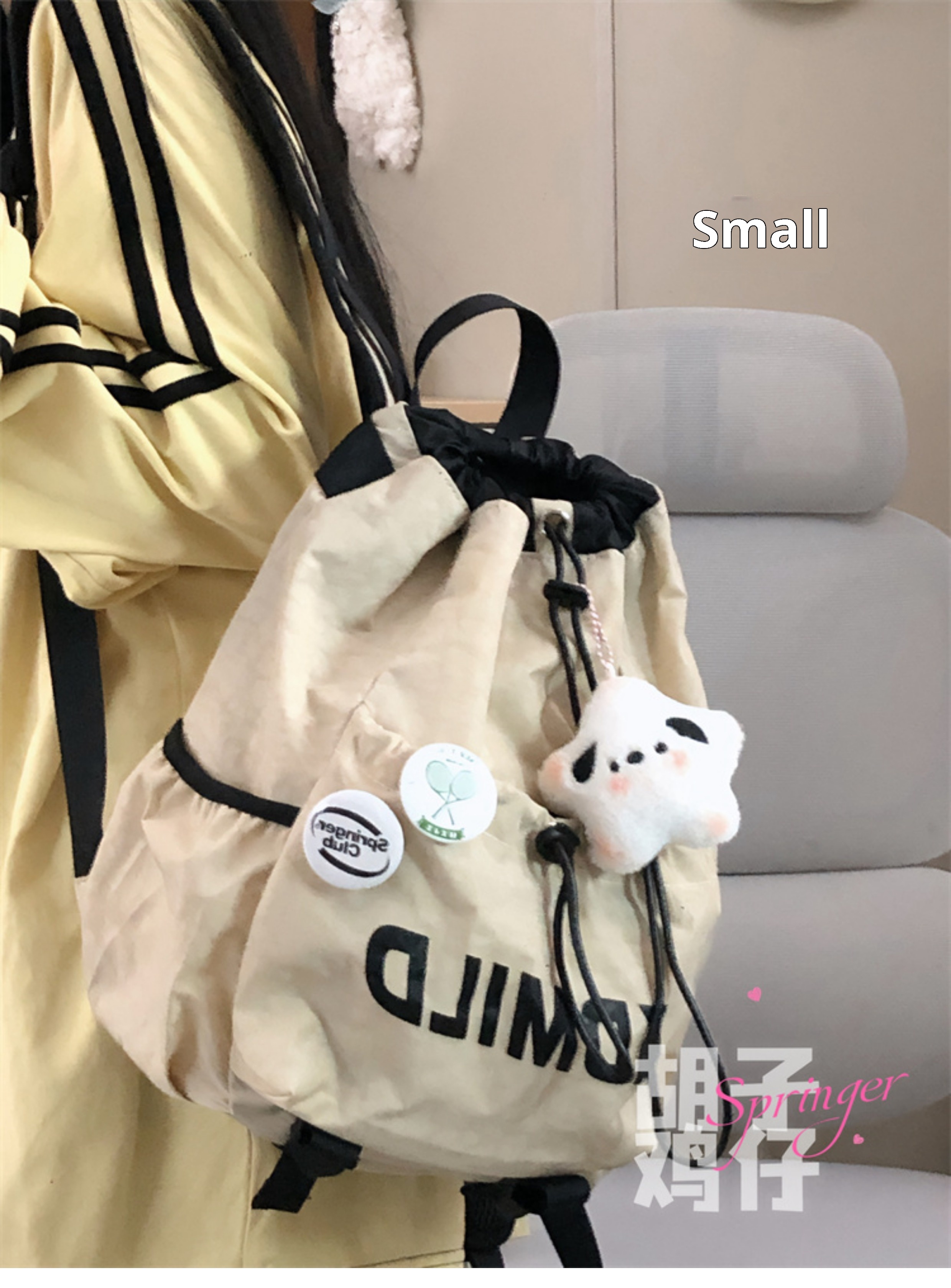 ActiveGo Retro Sports Style Drawstring Men, Lightweight Outdoor Hiking Student School Bag, Large Capacity Backpack For Women_voghion.com