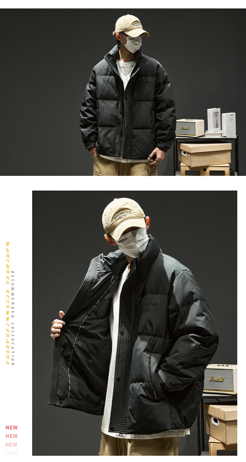 Jungen 2024 Neuer Stehkragen Warmer Dicker Mantel Winter Daunenjacke Herrenmode_voghion.com