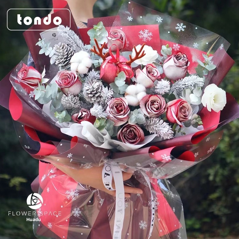 Lillian Tangde Decoration Gift Snowflake Glass Christmas Eve Peace Fruit Bouquet Wrapping Paper_voghion.com