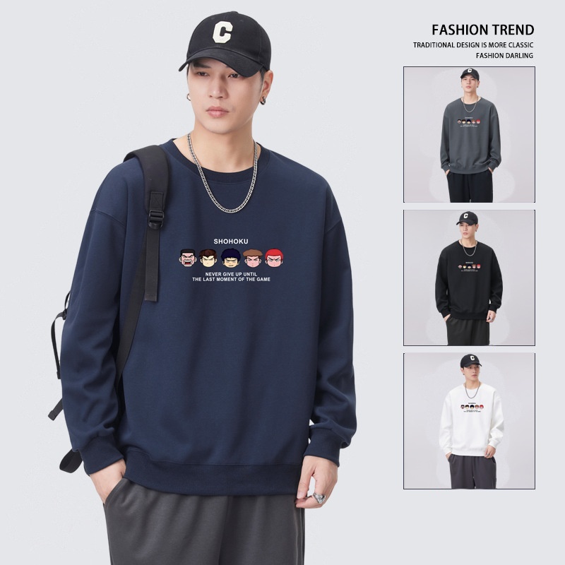 Erkek Sonbahar Uzun Kollu Sweatshirt Erkek Ağır Sıklet Trend Marka Baskılı Mürettebat Yaka Kazak Tişört Unisex Amerikan Tarzı_voghion.com