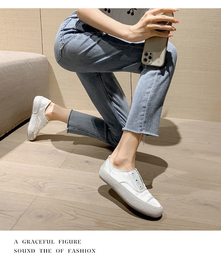 Sneakers bianche in raso di Spanish Niche 2022, nuove scarpe sportive in tela, comode e casual, slip-on per donna_voghion.com