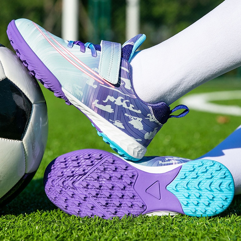 ShoeGlobe Dropshipping Children's Soccer No-Tie Velcro Cleats TF Elementary School Boys And Girls Artificial Grass Training Sports_voghion.com