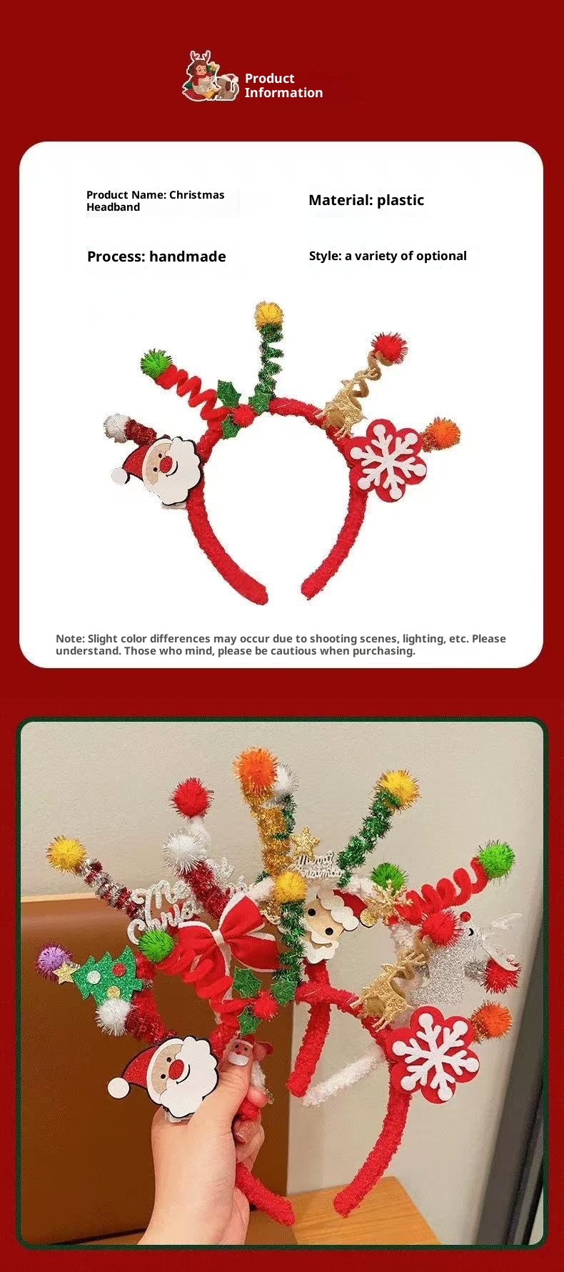Lillian Twist Stick Cute Reindeer Christmas Tree Antler Hair Clip Party Photo Cartoon Headband_voghion.com