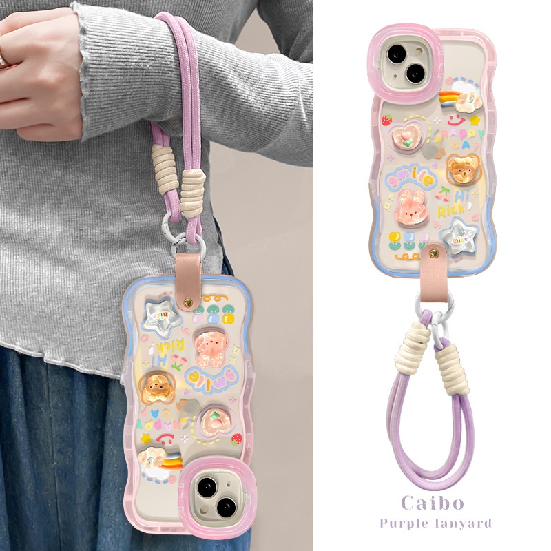 TechGlobe-kompatible Handyhülle für iPhone 15 Pro Max, iPhone 14 Cloud Doll Lanyard, iPhone 16 Unsichtbarer Doppelständer, iPhone 17 Silikon_voghion.com