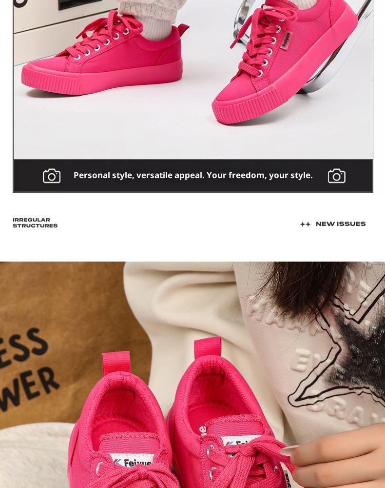 Zees Zees Zees Feiyue Pink Spring New Men's Pure Red Women's Flagship Store Casual Versatile Trendy Canvas Shoes_voghion.com