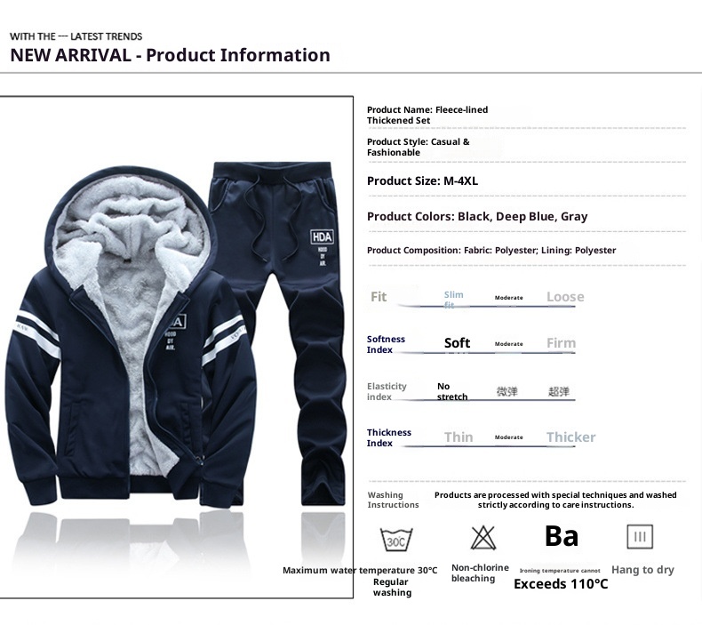 001 M-8XL 2025 Autunno e Inverno Manica Lunga Ispessito Sport Casual Due Pezzi Completo da Uomo_voghion.com