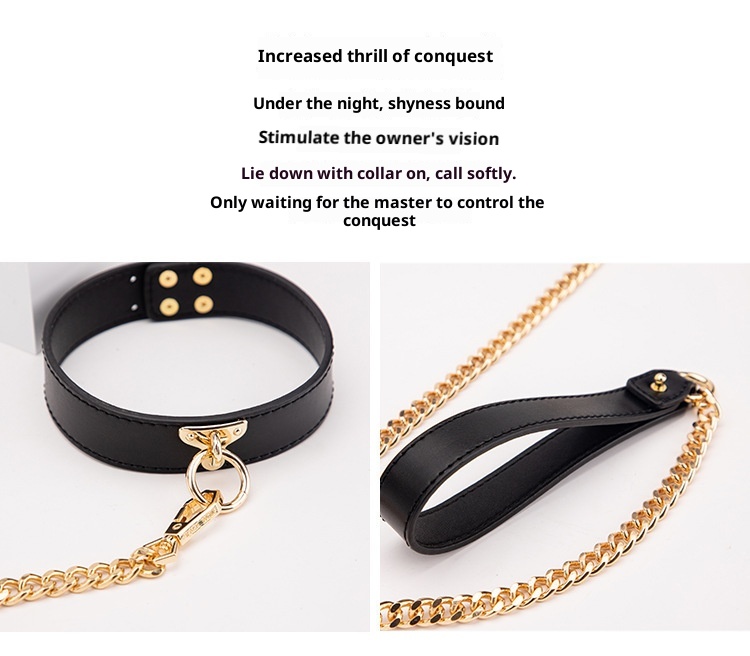 LuvBox SM Sex Toys Set Manette per mani e piedi Collare con catena di ferro da trazione Frusta con nappe in pelle di alta qualità_voghion.com