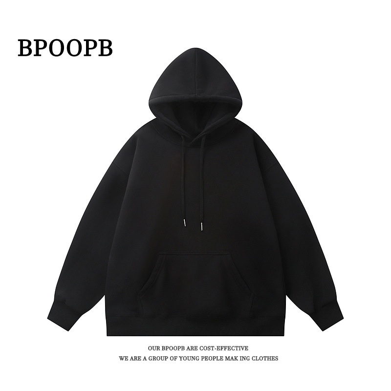 boy Extra Large Size 150kg Wearable OVERSIZE Cross-Border Export Men's Drop Shoulder Loose Solid Color Plain Hoodie_voghion.com
