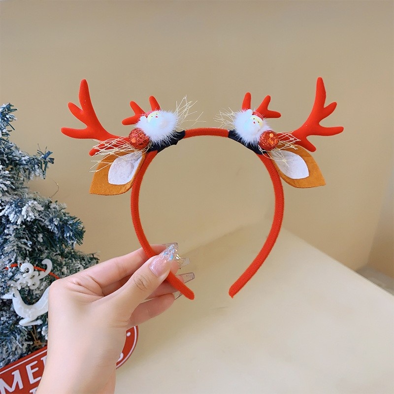 Lillian Cross-Border In-Stock Christmas Reindeer Headwear Forest Style Children's Performance Easter Antler Halloween Headband_voghion.com