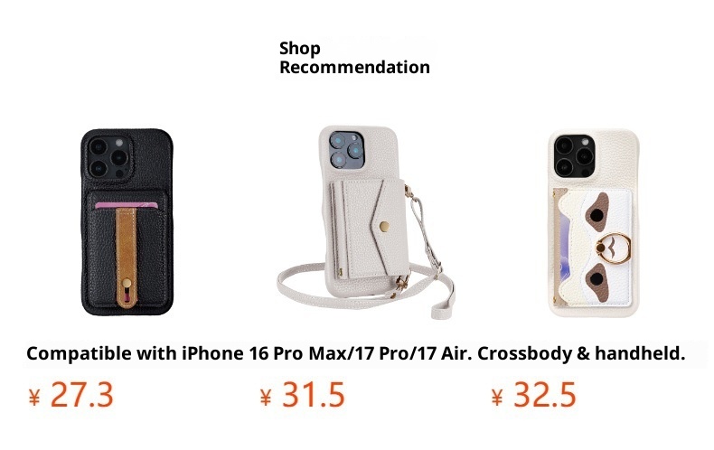 Custodia a tracolla in pelle creativa TechGlobe adatta per iPhone 17 Pro Max con porta carte a coda di pesce_voghion.com