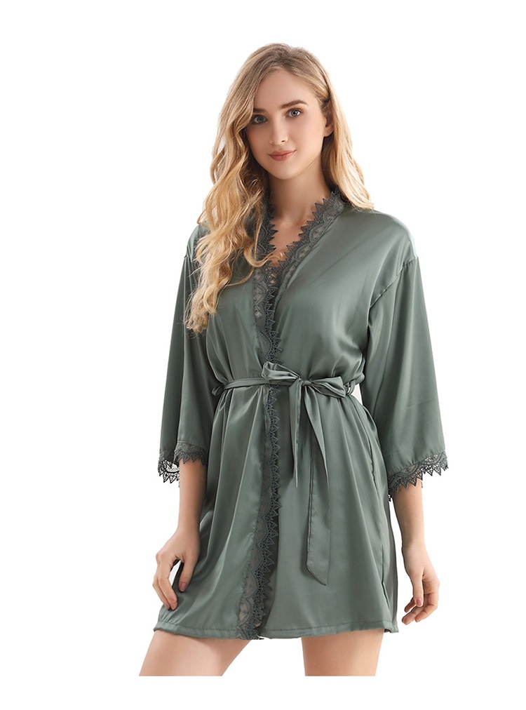 GraceChic GraceChic New European And American Style Ice Silk Women's Loungewear Fashionable Comfortable Loose Plus Size Lace Trim Pajamas_voghion.com