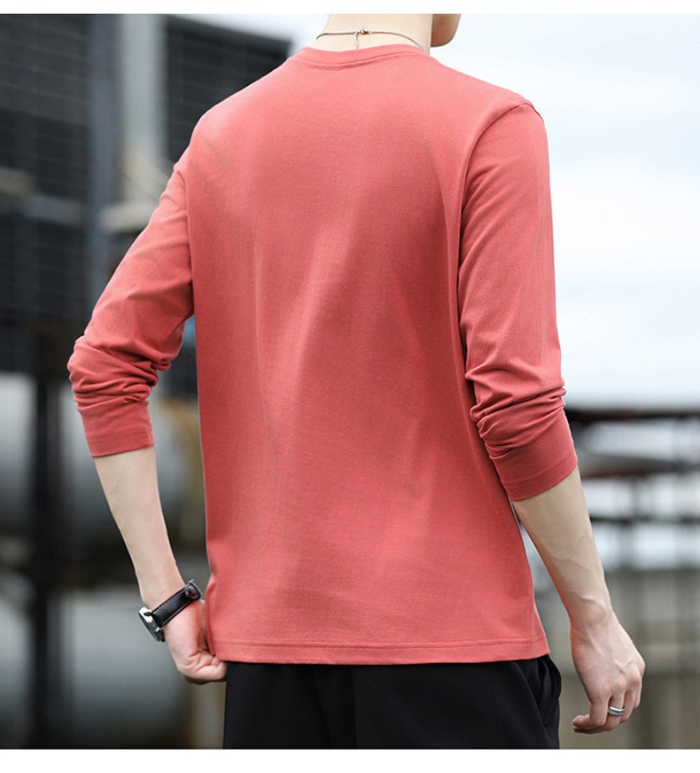 Erkek Çocuk Yüksek Kaliteli Düz Renk Uzun Kollu Tişört, İlkbahar ve Sonbahar Yuvarlak Yaka Bol Günlük Pamuklu Taban Gömlek, Erkek_voghion.com