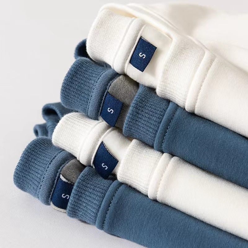 Sweat-shirt d'hiver en polaire épaisse pour homme, couleur unie, chaud, col rond, grandes tailles, coupe ample, impression personnalisée_voghion.com