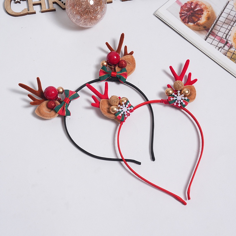 Lillian Cute Reindeer Antlers Five-Star Children's Christmas Headband Accessories Hair Clips Decorations_voghion.com