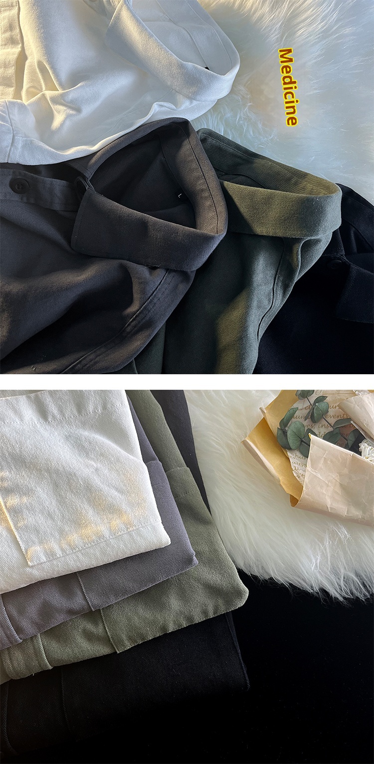 Camicia da uomo in puro cotone a strati casual americano a maniche lunghe, stile giapponese City Boy Base, primavera e autunno ForMen_voghion.com