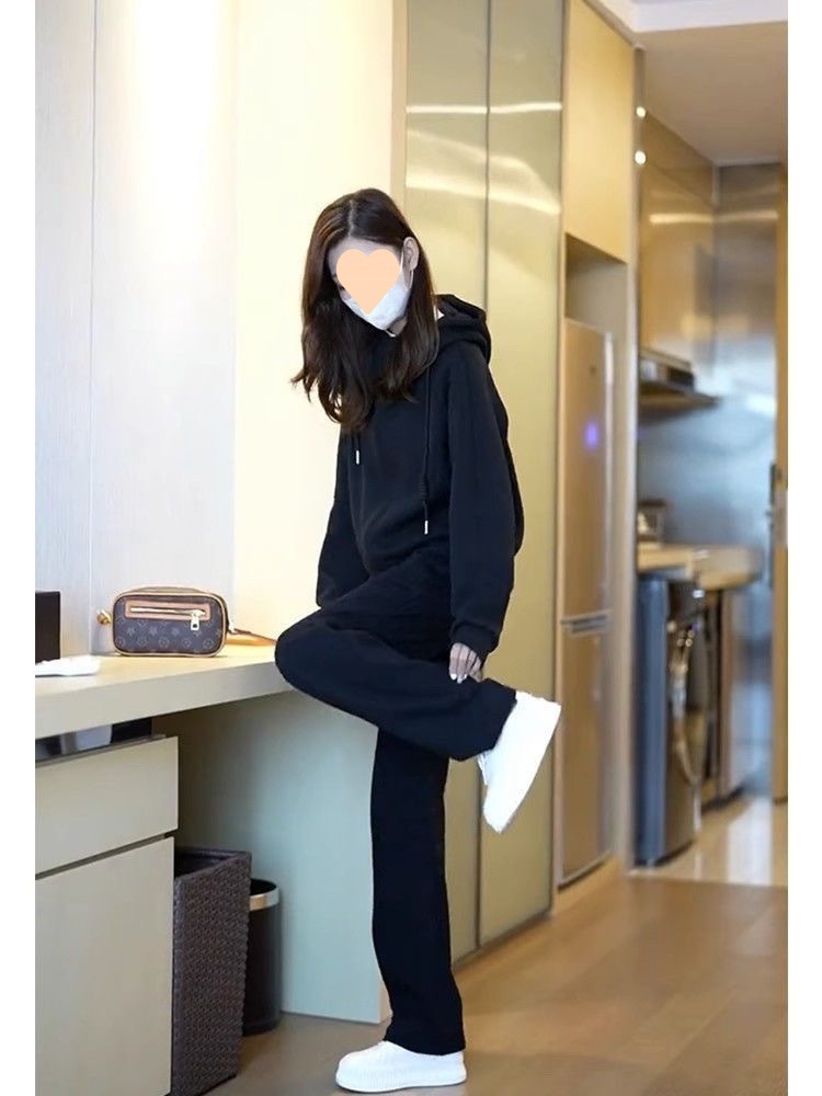 001 Felpa casual da corsa di alta qualità, elegante, alla moda, dimagrante, autunnale, da donna, in due pezzi_voghion.com