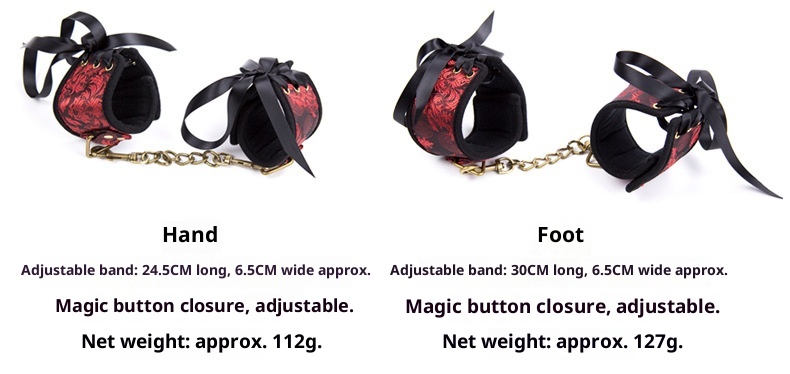 LuvBox Manette Sexy Retro Palace Tessuto Stile Cinese Manette per Piedi Bocca Gag Ball SM Benda Guinzaglio Collare Set_voghion.com