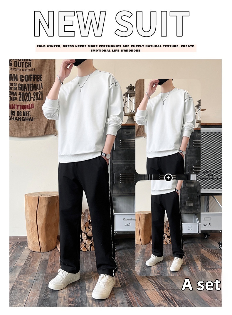 001 Diyu Shenlong Sweatshirt Casual For Men Spring And Autumn Long Pants Round Neck Pullover Tracksuit Two-Piece Set_voghion.com