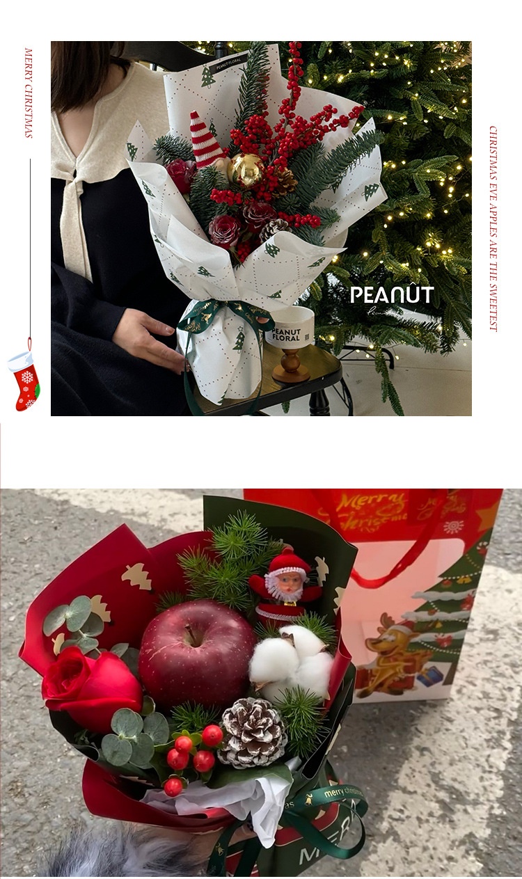 Lillian Tangde Decoration Gift Snowflake Glass Christmas Eve Peace Fruit Bouquet Wrapping Paper_voghion.com