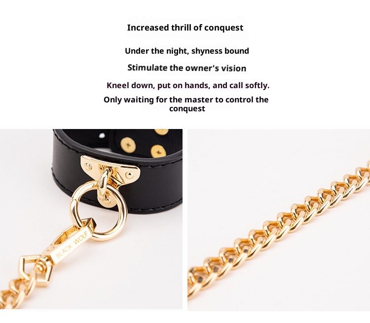 LuvBox SM Sex Toys Set Manette per mani e piedi Collare con catena di ferro da trazione Frusta con nappe in pelle di alta qualità_voghion.com