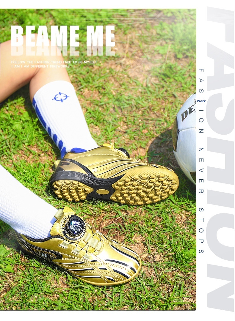 ShoeGlobe Football Shoes For Men, Women, And Children, Low-Top, Competition-Specific, Non-Slip Sports Gold Spikes, Student_voghion.com