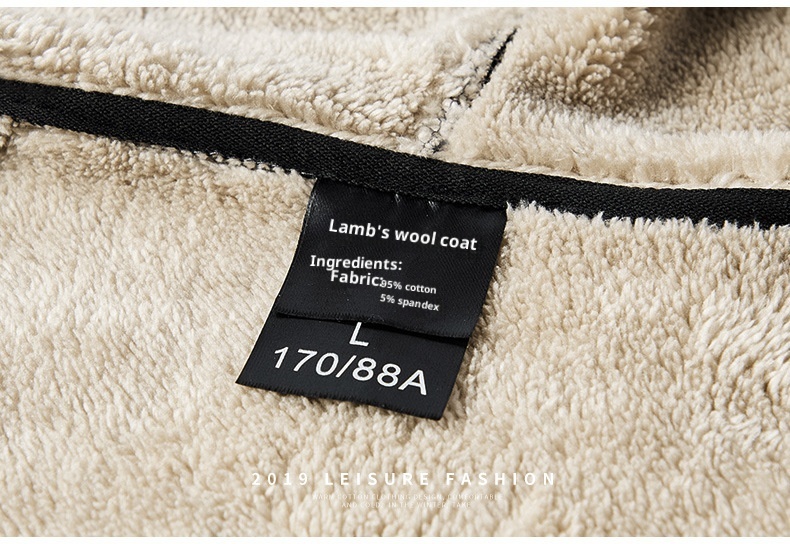001 Winter New Lamb Wool Zipper Jacket Korean Style Fleece Lined Thickened Warm Men's Plus Size Casual Sports Suit For Men_voghion.com