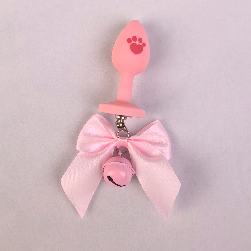 Plug anal détachable en silicone LuvBox en forme de patte de chat avec médaille pour chien à nœud papillon, diamant, clochette, petite taille souple et lumière lumineuse_voghion.com