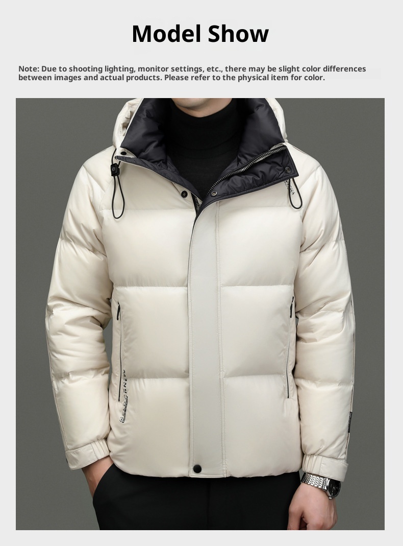 boy Windproof Warm For Middle-aged And Young Fashionable Casual Short Goose Down Hooded Thick Coat Men's Puffer Jacket_voghion.com