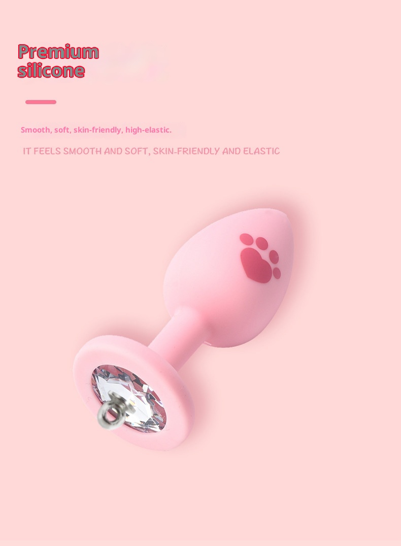 Plug anal détachable en silicone LuvBox en forme de patte de chat avec médaille pour chien à nœud papillon, diamant, clochette, petite taille souple et lumière lumineuse_voghion.com
