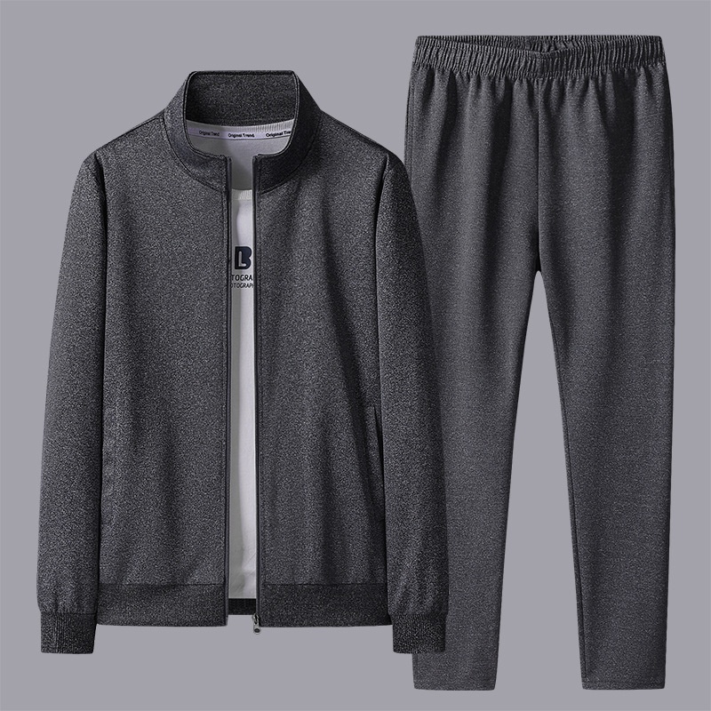 001 Lässige Sportbekleidung für Herren, Frühling/Herbst, Langarm-Set mit Sweatshirt und langer Hose, Laufbekleidung und Fitnessbekleidung_voghion.com