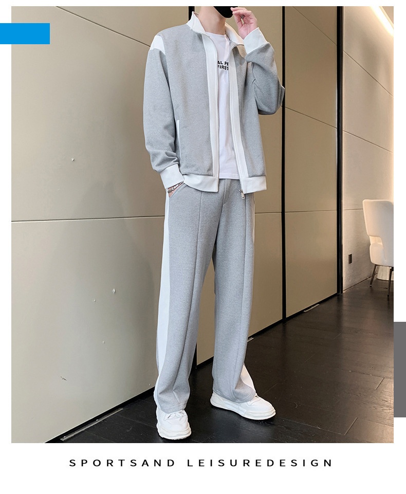 001 Lässiger Sportanzug für Herren, Stehkragenjacke für Frühling und Herbst, modisches Patchwork-Sweatshirt, Sportbekleidung für Jugendliche, Live_voghion.com