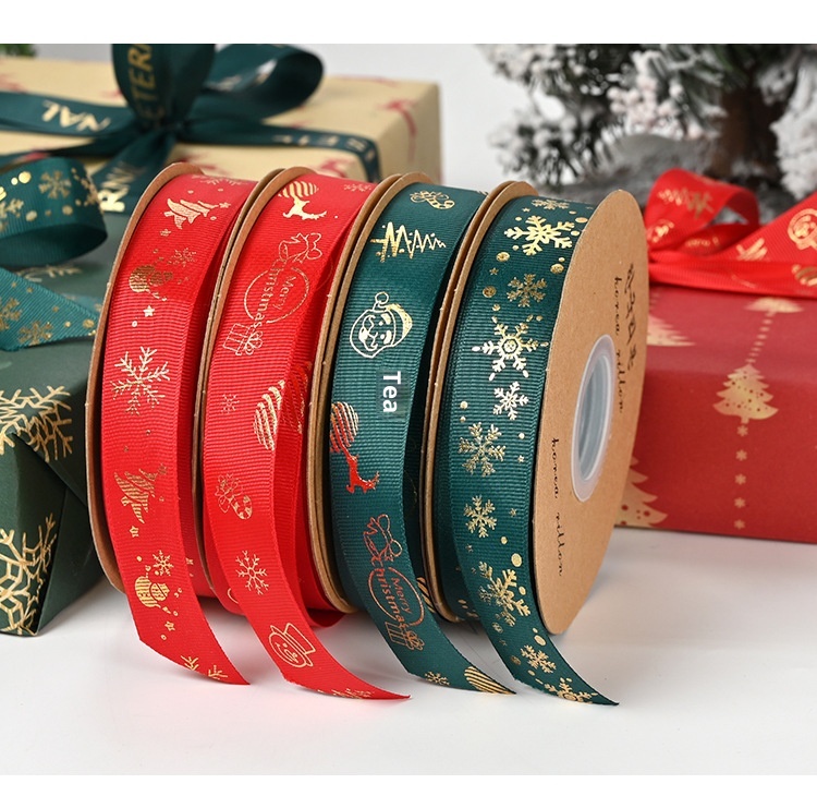 Lillian In Stock Confezione regalo all'ingrosso fai da te con stampa in oro Nastro natalizio Cravatta_voghion.com