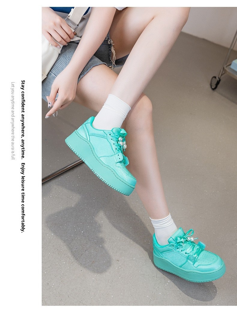 Nuove scarpe da ginnastica estive Huachen Yu dello stesso stile, verde menta, con suola spessa, versatili, traspiranti, con aumento dell'altezza, 2024_voghion.com