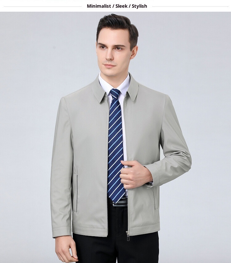 1 Giacca da uomo di mezza età di alta qualità, modello da papà, autunno 2025, nuova giacca casual da lavoro, tinta unita, con cerniera, da uomo_voghion.com