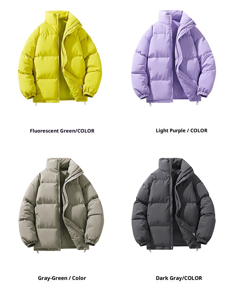 Wintermantel für Damen und Herren mit Stehkragen, Paar-Outfit, dick gefüttert, warm, kurze Daunenjacke aus Baumwolle, Oberbekleidung_voghion.com