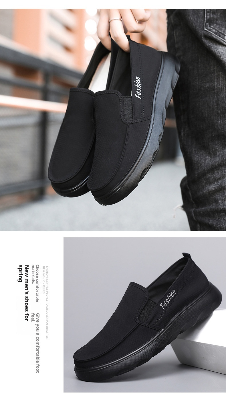 Zees Zees New Versatile Canvas Polyurethane Ultra-light Soft Sole Casual Slip-on Men's Single Shoes_voghion.com