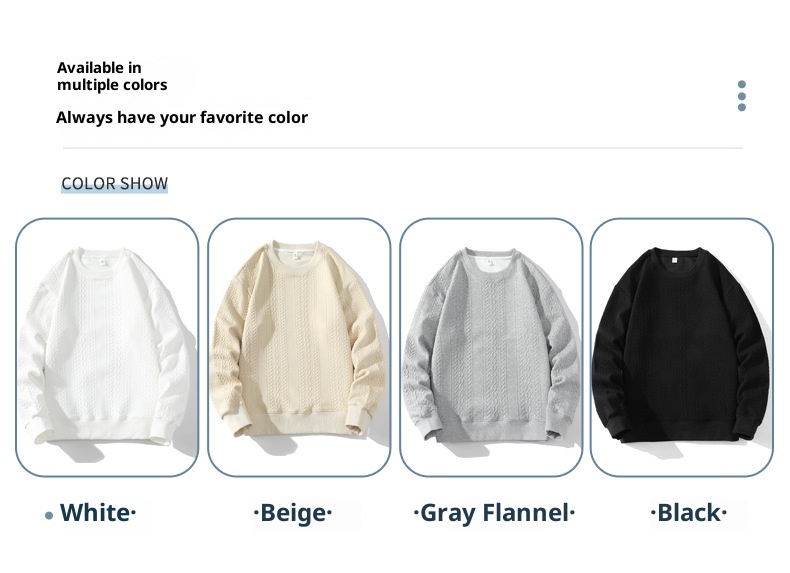 Erkek Sonbahar Kış Yeni Erkek Kore Düz Renk Basit Yuvarlak Yaka Uzun Kollu Sweatshirt Trend Çift İnternet Ünlü_voghion.com