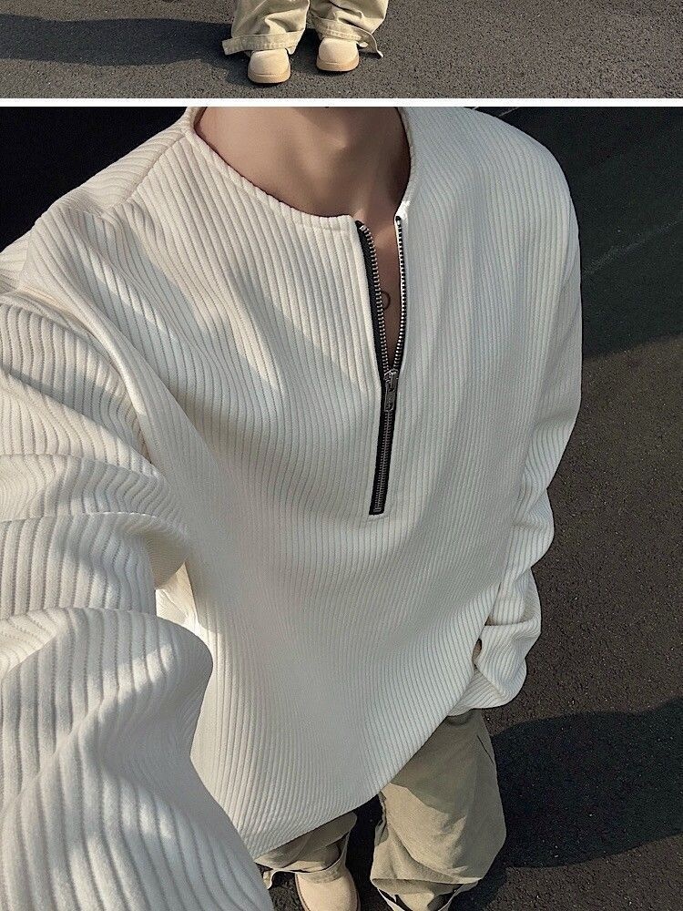 boy American Style Half-Zip Henry Collar T-Shirt For Men, Spring And Autumn Cleanfit Long Sleeve Base Layer, Tough Guy_voghion.com