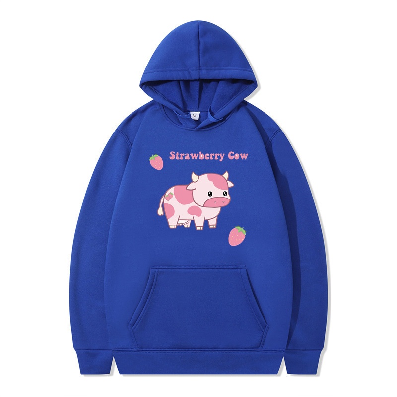 boy 2024 Cross-Border Foreign Trade Autumn Winter New Strawberry Milk Sweatshirt Long Sleeve Hoodie Harajuku Style Unisex_voghion.com