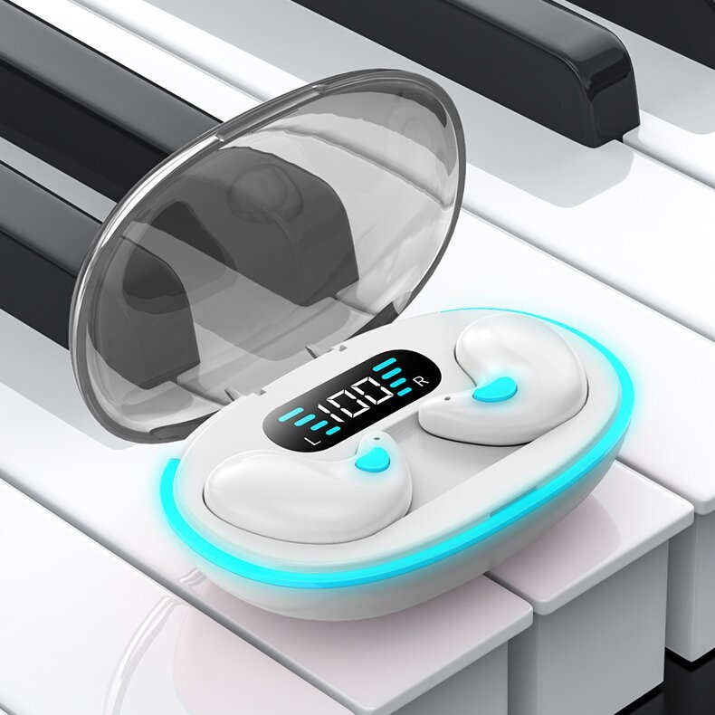 3c Cross-Border Hot-Selling X55 Sleep Bone Conduction Mini Noise Cancelling Digital Display Ultra-Long Battery Life Macaron_voghion.com